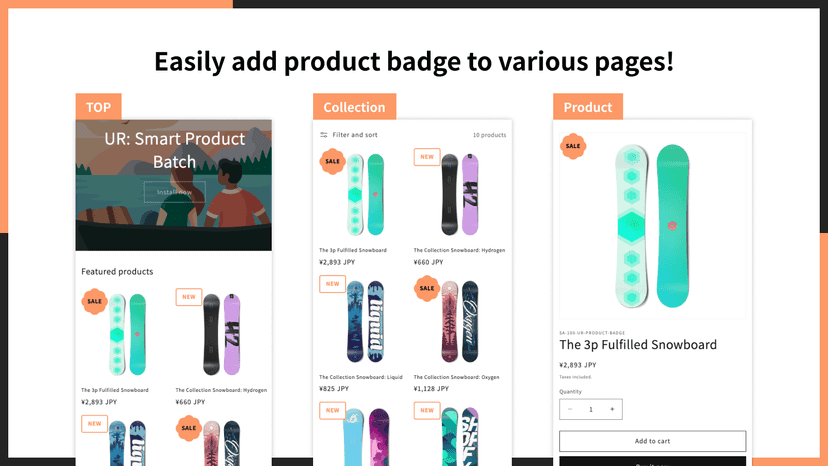 Easily add product badge to various pages!