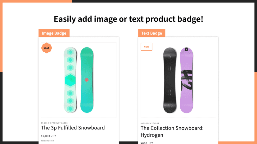 Easily add image or text product badge!