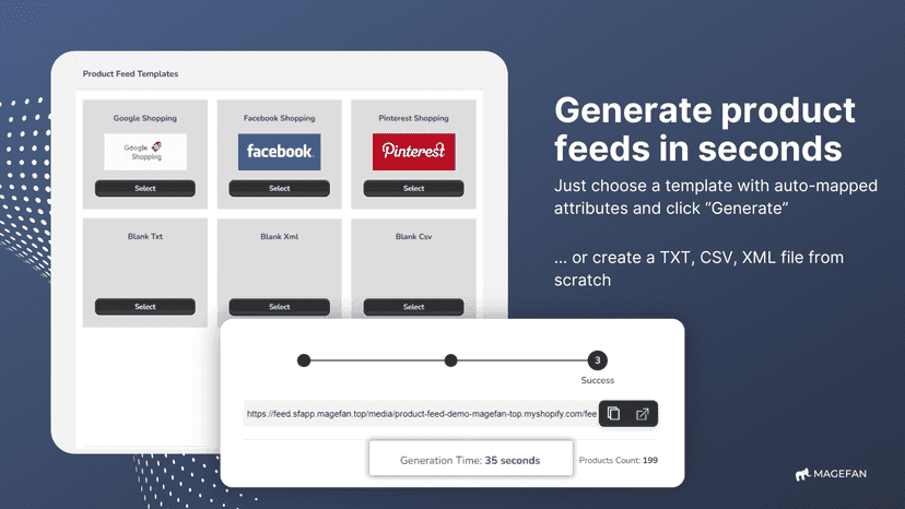 generate product feeds in shopify