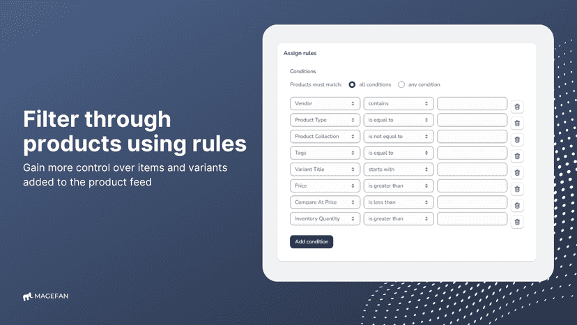 shopify product feed filters