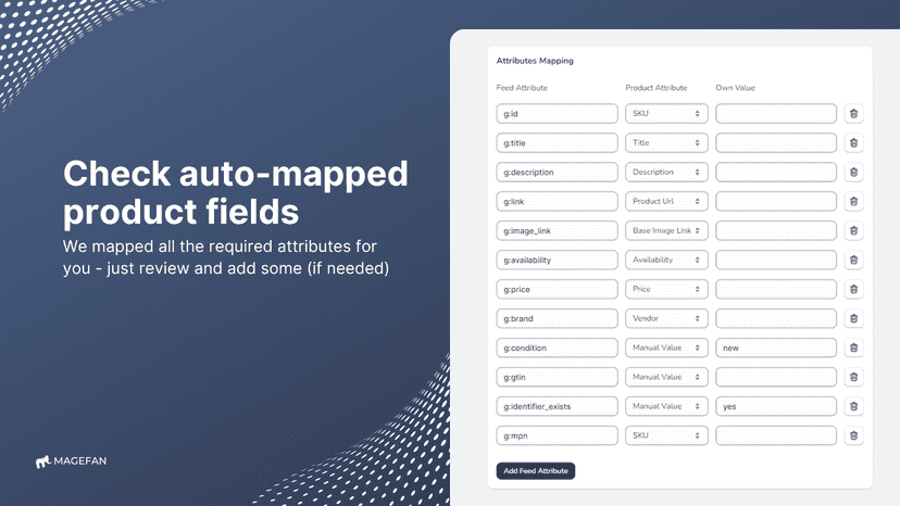 auto-mapped product attributes product feed shopify