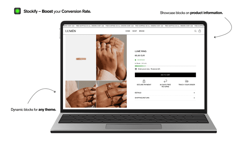 Dynamic stock displays for product information.