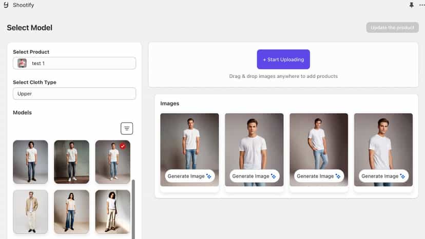 Select models and create Ai generated visuals