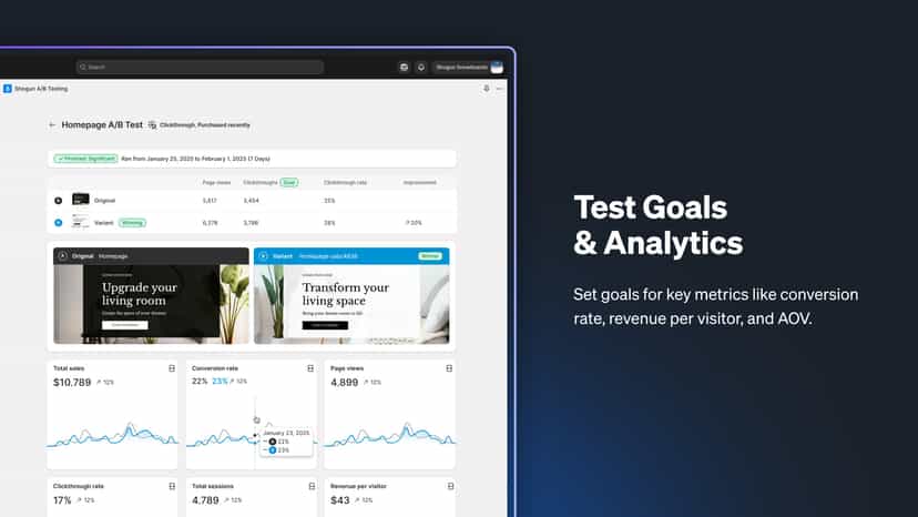 Set goals for key metrics to track performance of your tests