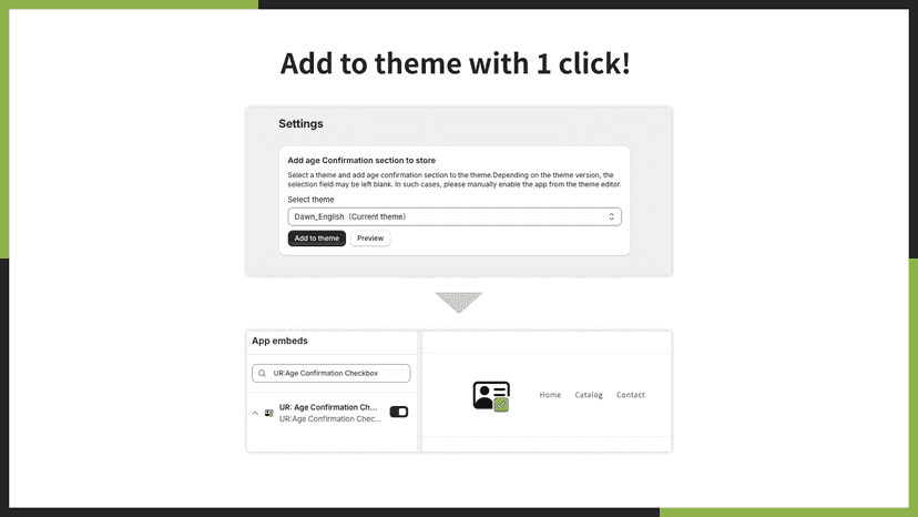 Add to theme with 1 click!