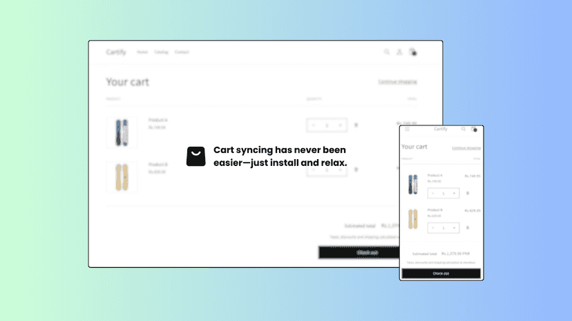 sync cart across devices - desktop, tablet, mobile