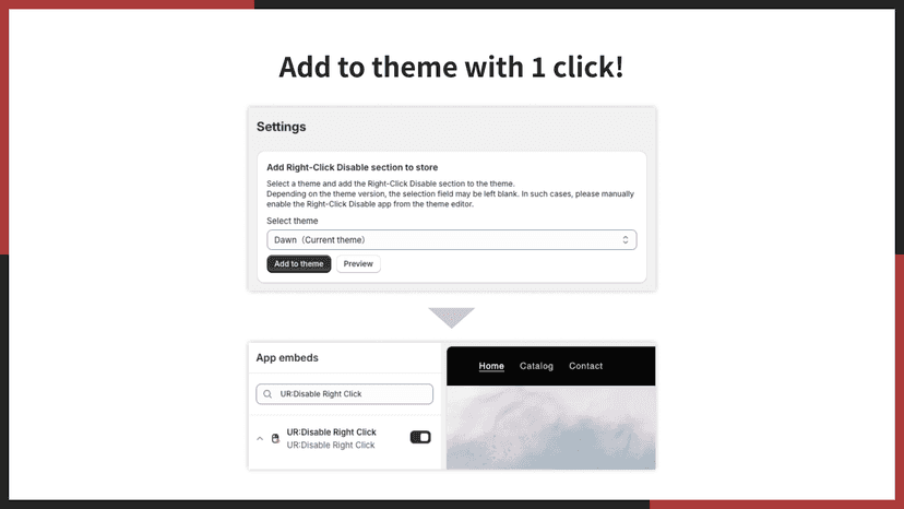Add to theme with 1 click!