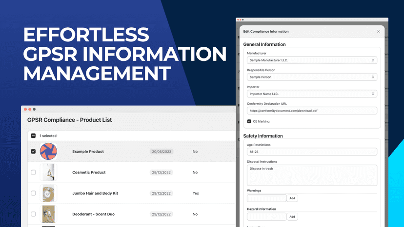 SHOPIFY GPSR Product Management