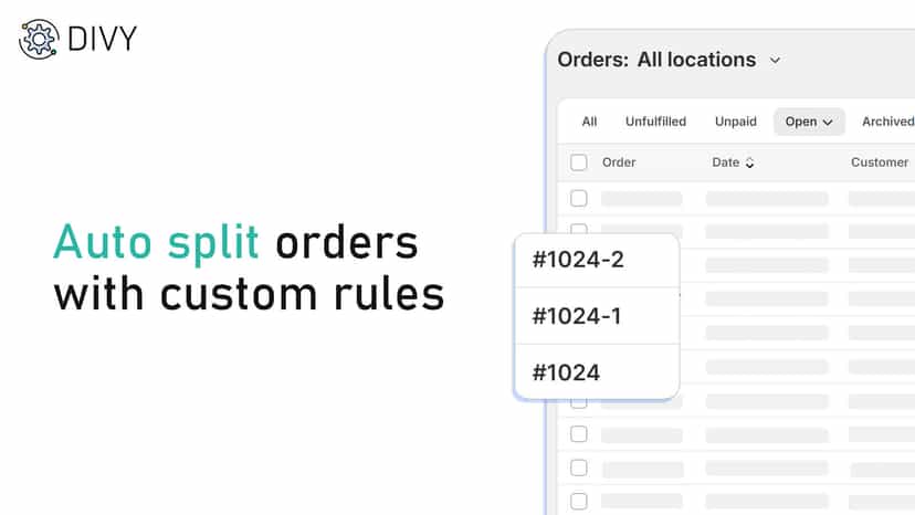 Divy Automatically Split Orders for Shopify