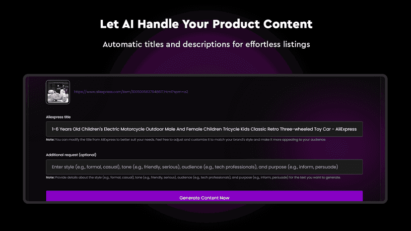 Let AI Handle Your Product Content, dropshipping store