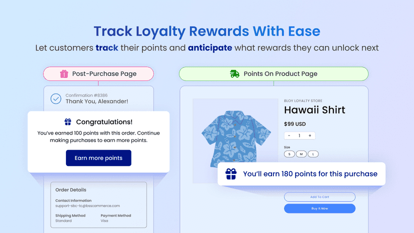 Track loyalty rewards on product pages, post-purchase pages
