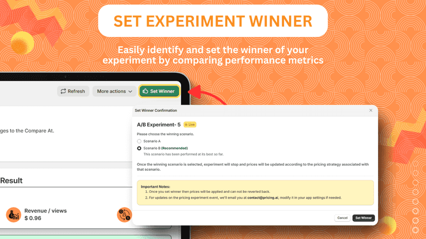 Pricing.AI - set winner of A/B Experiment