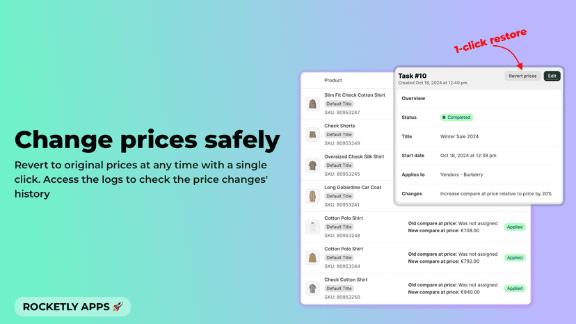 Change prices safely