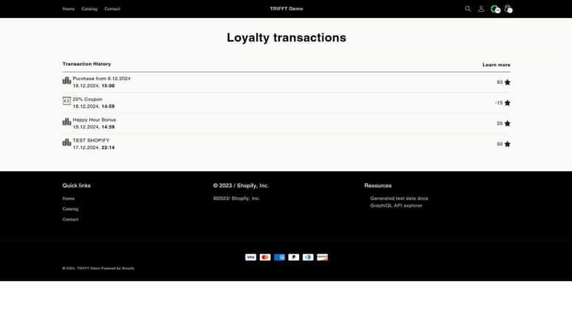 Loyalty member account area