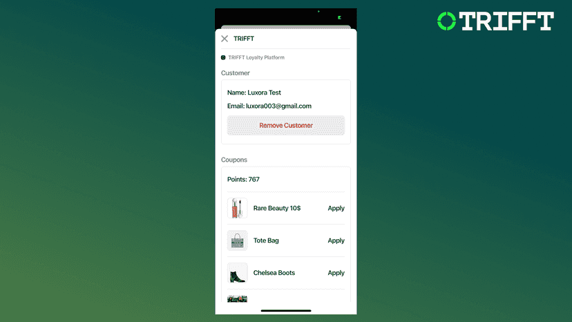 POS Logged in screen