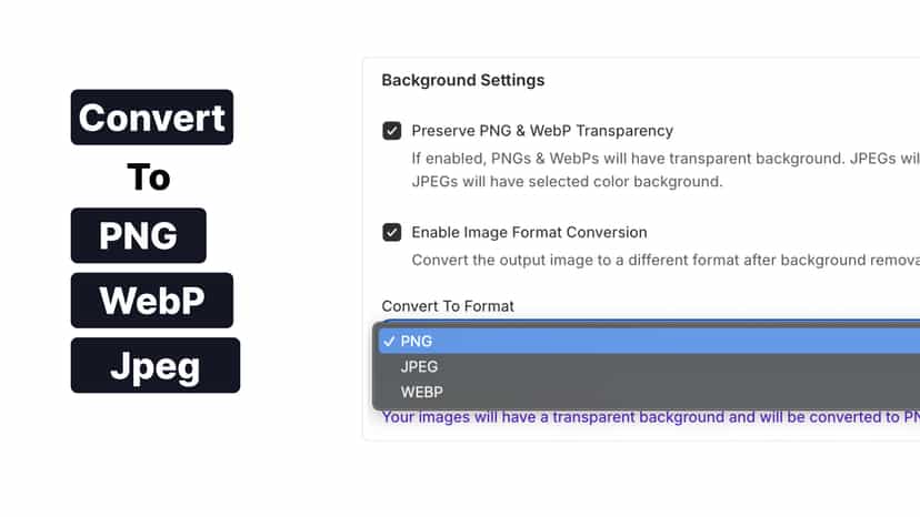 Convert to PNG, WebP or Jpeg