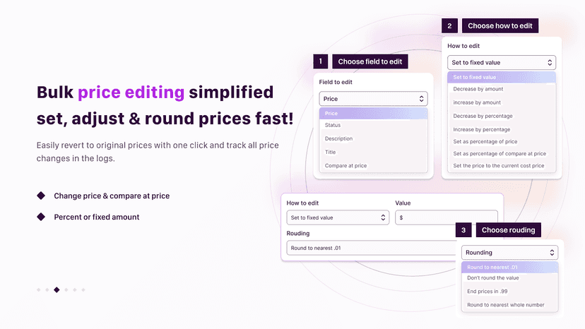 bulk price editing simplified set, adjust & round price fast