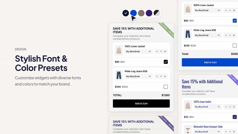 Tailor widgets with fonts and styles to reflect your ideas.