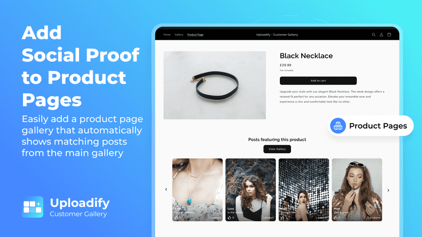 Create a product gallery, product lookbook, product page gallery