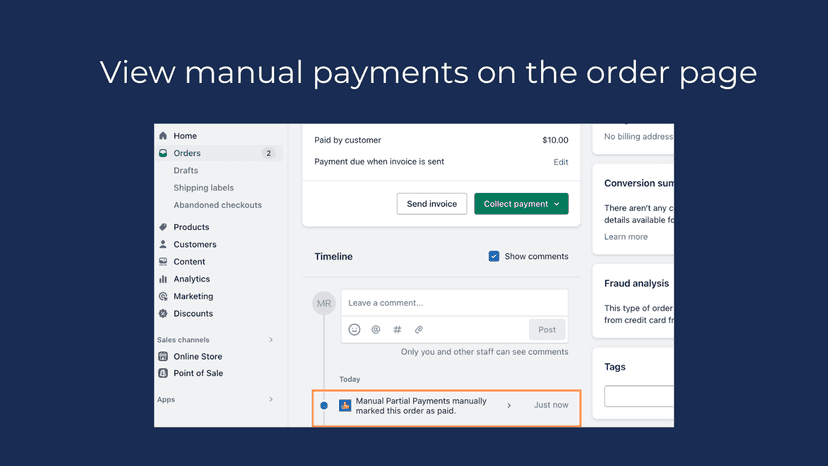 See transaction recorded on Shopify order