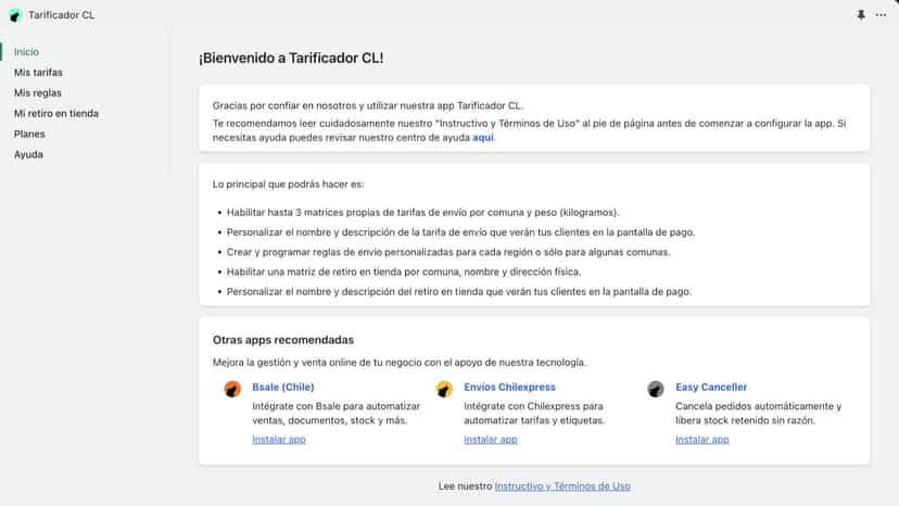 Tarificador CL - Lobo Creaciones - Shopify Experts