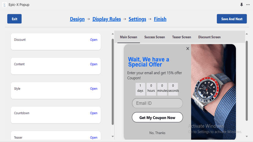 Customize PopUp