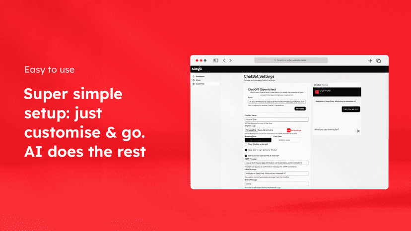 Sauja AI chat simple settings & customisation