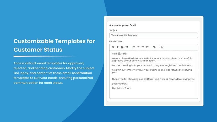 Customizable templates for Email notification
