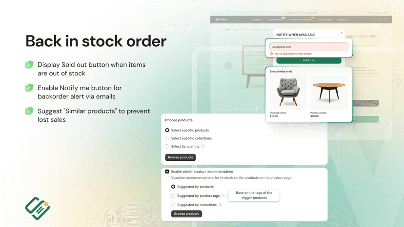 Back in stock, restock alerts, notify me