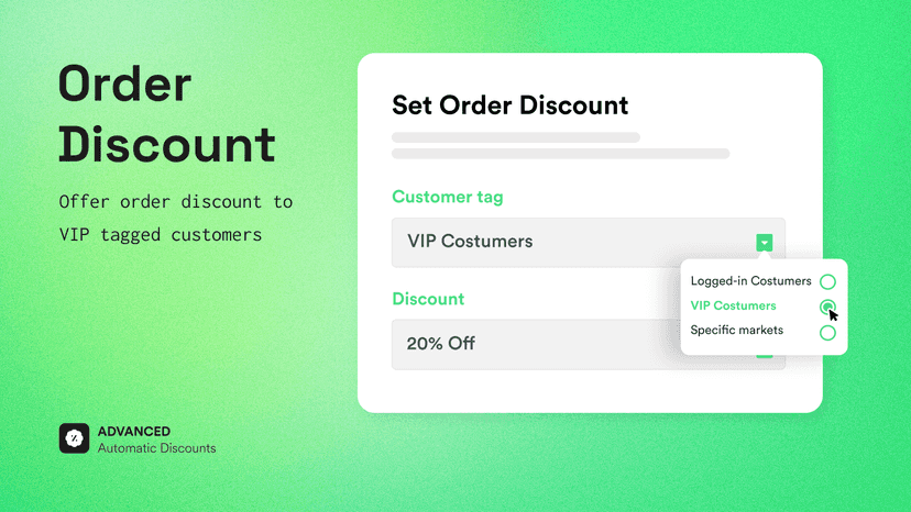 order discount for specific customers