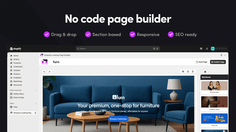 SEO optimised landing page builder