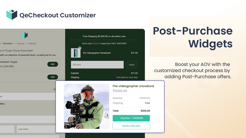 Checkout Post Purchase Widgets