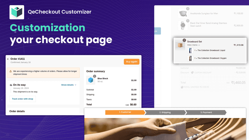 Checkout List of Order Details on Cart Page