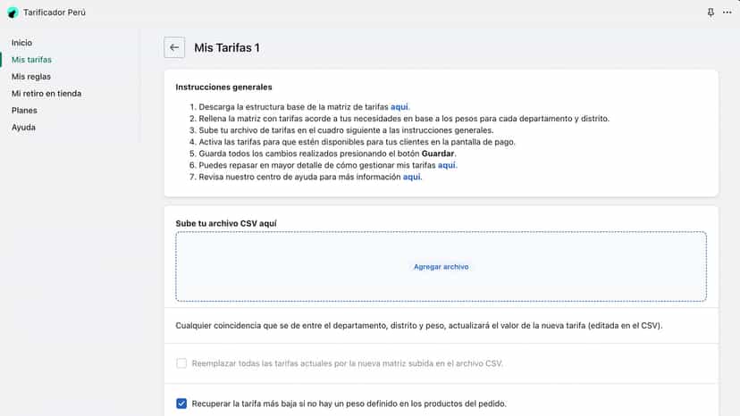 Tarificadorpe - Lobo Creaciones - Shopify Experts