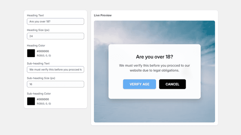 Popup customization