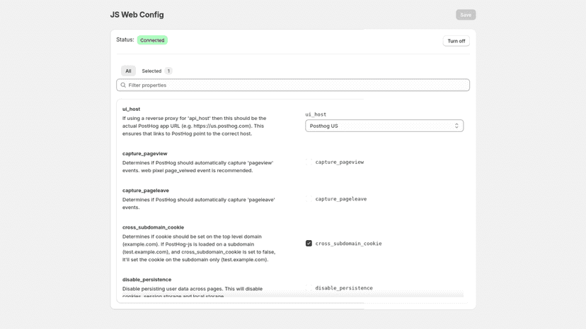 PixieHog- javascript web config page