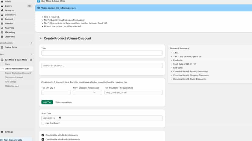 Creating a product discount
