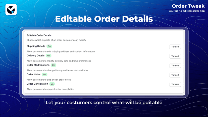Editing shipping details on OrderTweak app