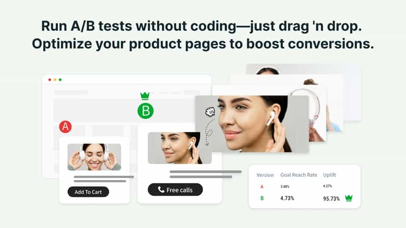 Run no-code A/B tests to find the best converting pages.