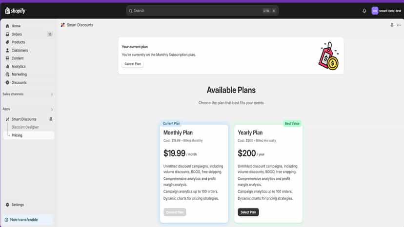 pricing page