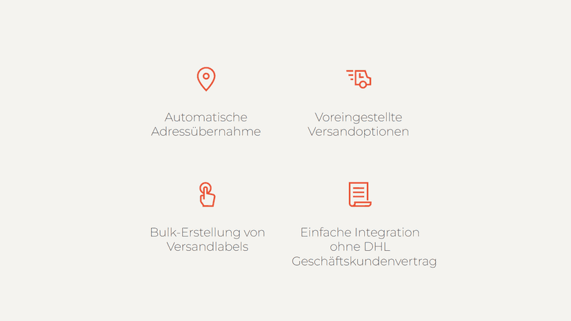Automatische Adressübernahme, Versandoptionen, Bulk-Label