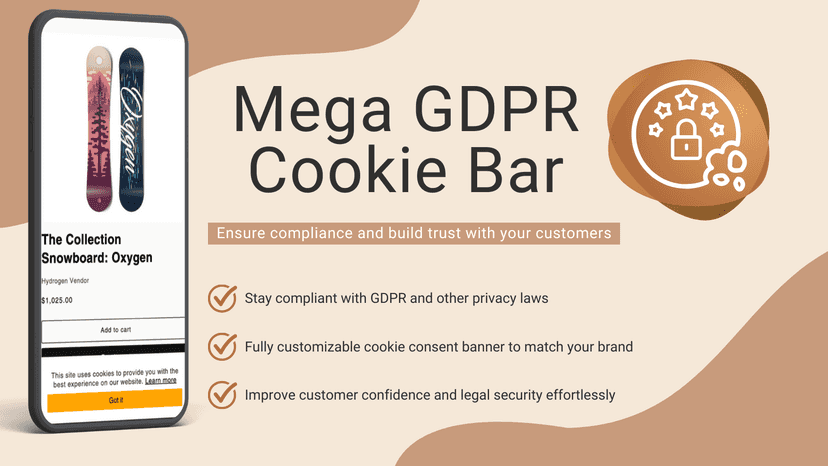 Mega GDPR Cookie Bar - compliance and trust with your customers