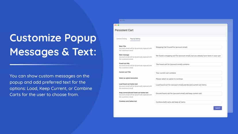 Customize Persistent Popup