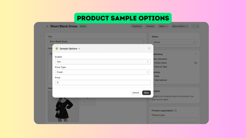 Admin Product Edit Page Sample Options