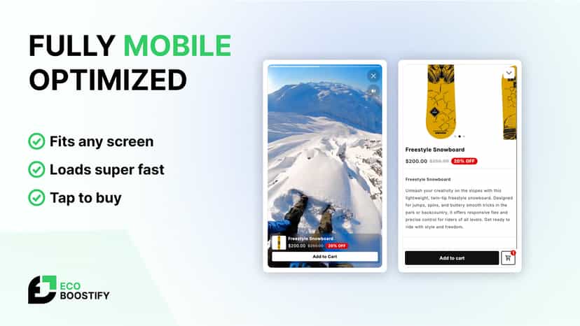 EcoBoostify Shoppable Videos Reels UGC - Fully mobile optimized