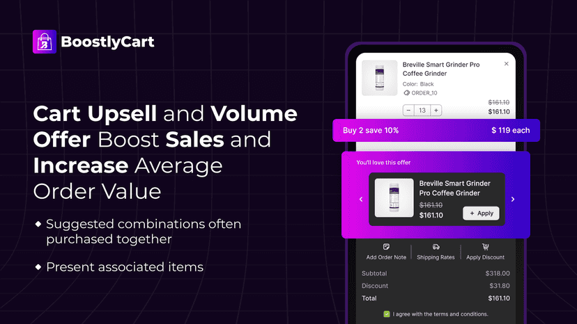 Cart upsell and volument offer to increase AOV