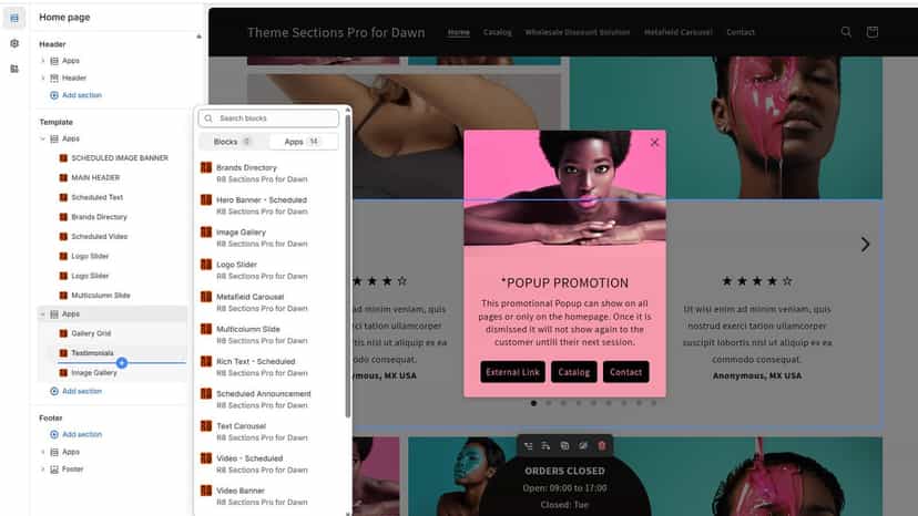 12 Additional Theme Sections Availiable