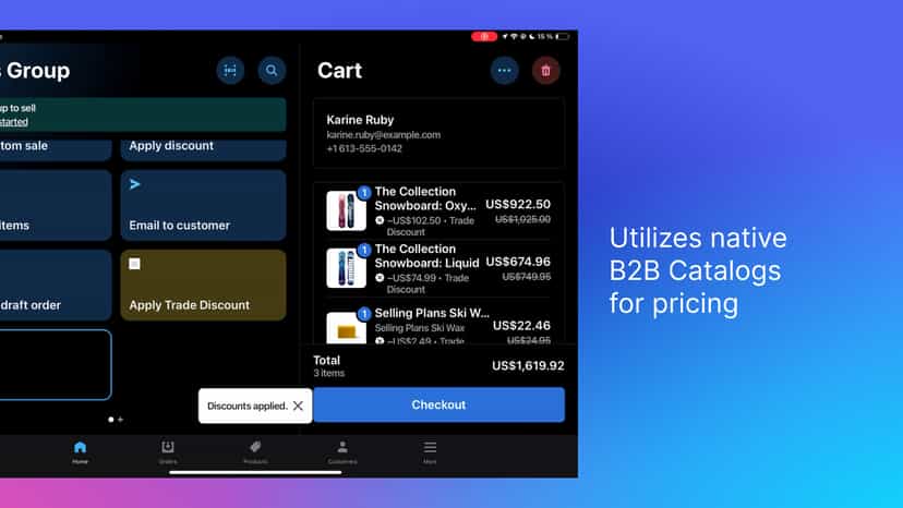 Utilizes native b2b catalog pricing