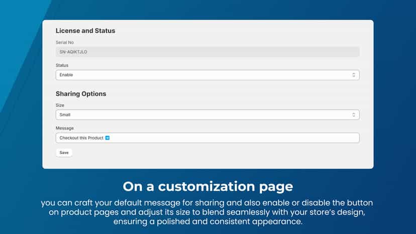Customization Page