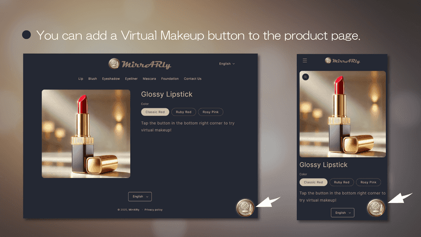 You can add a Virtual Makeup button to the product page.